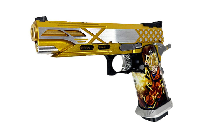 AEX Custom GigaSaiyan - Tokyo Marui 5.1 Hi Capa Gas Blowback Pistol, Gold / Silver