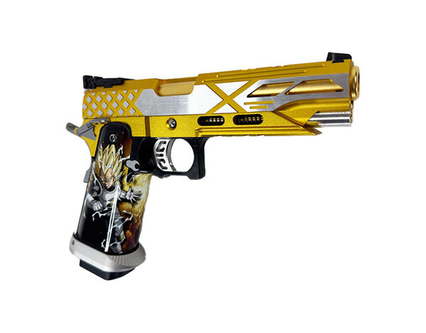 Airsoft Extreme AEX Custom GigaSaiyan - Tokyo Marui 5.1 Hi Capa Gas Blowback Pistol, Gold / Silver