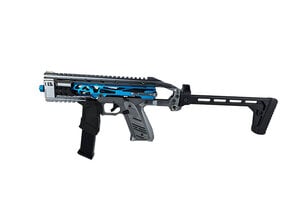 Airsoft Extreme AEX Custom FROZONE - Action Army AAP-01 Gas Blowback Gun, Silver  /  Blue  / Black