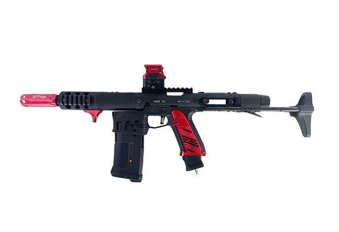AEX Custom RED GUARDIAN- Action Army AAP-01 HPA Gun, Red / Black