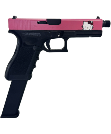 Airsoft Extreme AEX Custom Good Bye Kitty - Elite Force GLOCK 18C GBB Pistol Black / PInk