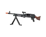 Lancer Tactical M240W Full Metal Electric Light Machine Gun AEG with Box Magazine – Black & Wood