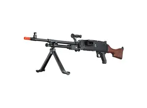 Lancer Tactical Lancer Tactical M240W Full Metal Electric Light Machine Gun AEG with Box Magazine – Black & Wood