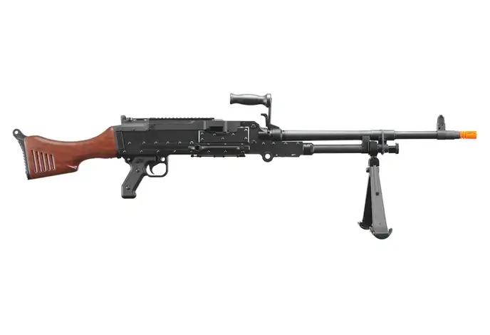 Lancer Tactical M240W Full Metal Electric Light Machine Gun AEG with Box Magazine – Black & Wood
