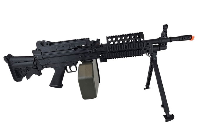 Cybergun FN Licensed M249 MINIMI "Featherweight" Airsoft Machine Gun MK46 350 FPS w/2500 rd box magazine