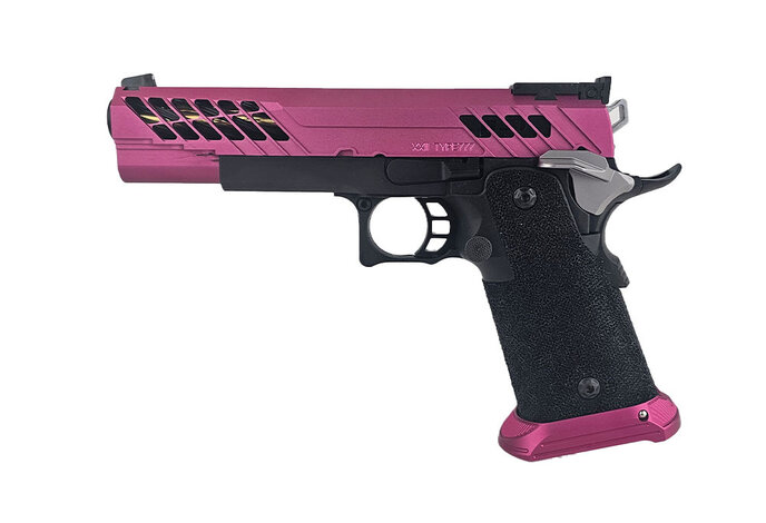 AEX Custom RASPBERRY BONANZA - Tokyo Marui Hi Capa 5.1 Gas Blowback Pistol, Black / Magenta / Grey