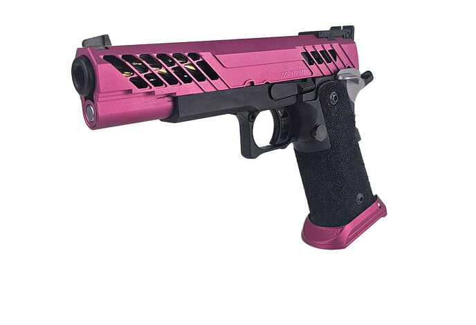 AEX Custom RASPBERRY BONANZA - Tokyo Marui Hi Capa 5.1 Gas Blowback Pistol, Black / Magenta / Grey