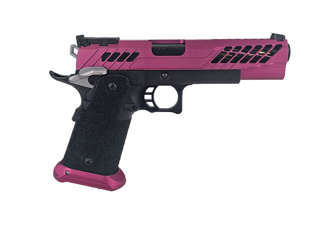 AEX Custom RASPBERRY BONANZA - Tokyo Marui Hi Capa 5.1 Gas Blowback Pistol, Black / Magenta / Grey