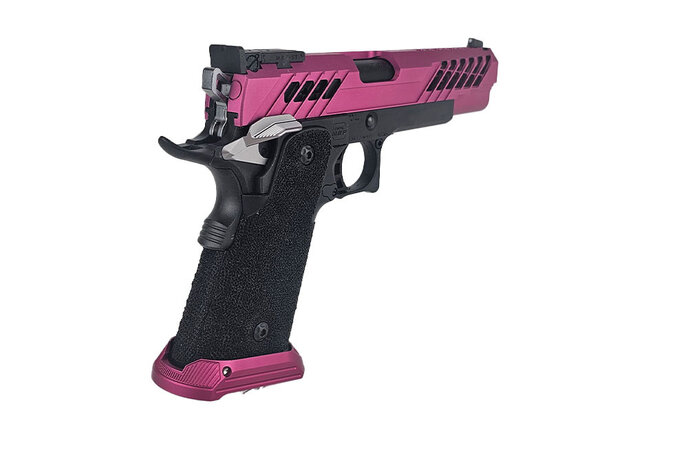 AEX Custom RASPBERRY BONANZA - Tokyo Marui Hi Capa 5.1 Gas Blowback Pistol, Black / Magenta / Grey