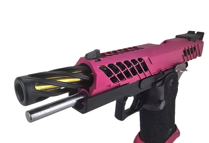 AEX Custom RASPBERRY BONANZA - Tokyo Marui Hi Capa 5.1 Gas Blowback Pistol, Black / Magenta / Grey