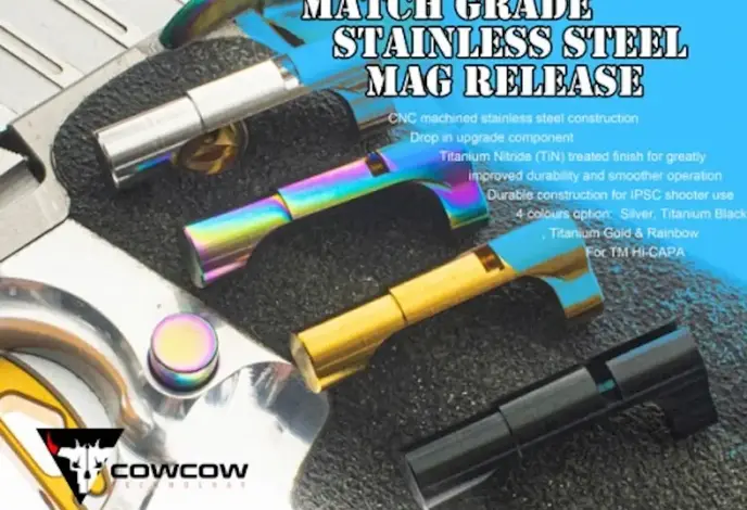 CowCow Match Grade CNC Stainless Steel Mag Release for Hi-Capa