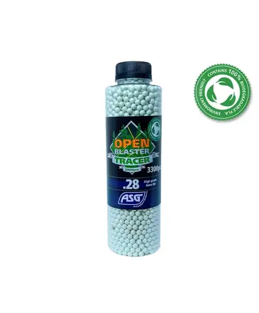 ASG ASG Open Blaster 0.28g 3300ct Bottle 6mm Airsoft Tracer BBs Green