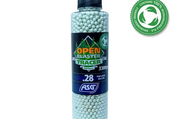 ASG Open Blaster 0.28g 3300ct Bottle 6mm Airsoft Tracer BBs Green