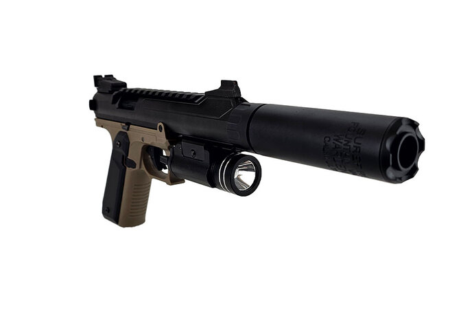 AEX Custom SILENT SHREW - Action Army AAP-01 Gas Blowback Gun, Black / Tan
