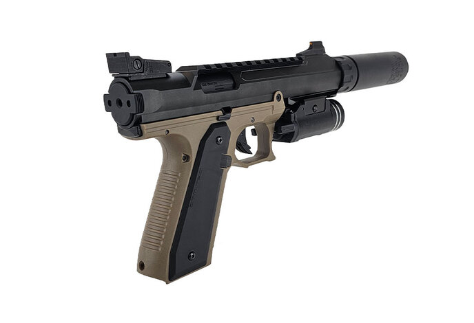 AEX Custom SILENT SHREW - Action Army AAP-01 Gas Blowback Gun, Black / Tan
