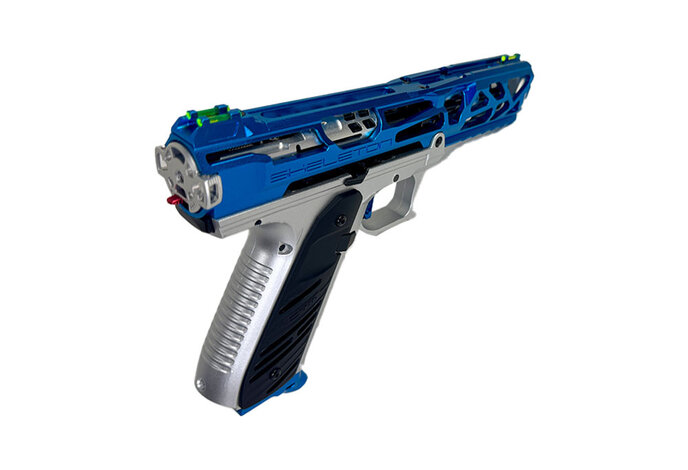 AEX CUSTOM BLUE FLAME - AAP-01 Gas Blowback Pistol, Blue / Silver