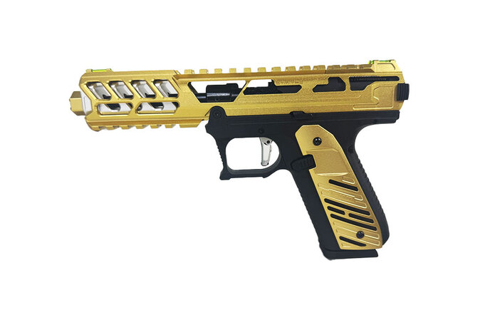AEX CUSTOM BUMBLEBEE - Action Army AAP-01 Gas Blowback Gun, Black / Gold