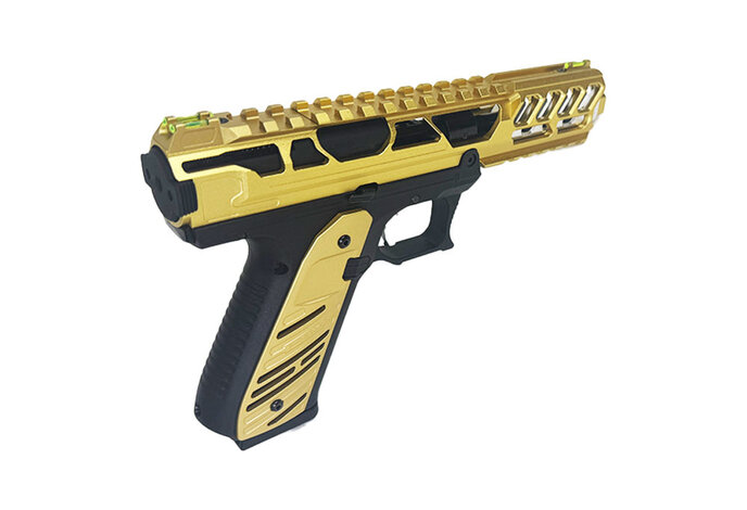 AEX CUSTOM BUMBLEBEE - Action Army AAP-01 Gas Blowback Gun, Black / Gold