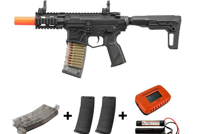 G&G CM16 GMS SBR Polymer Receiver RIS Airsoft Rifle with ASTER SE