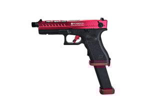 Elite Force AEX CUSTOM DART FROG – Elite Force GLOCK 18C GBB Pistol w/ Shark Slide, Red / Black
