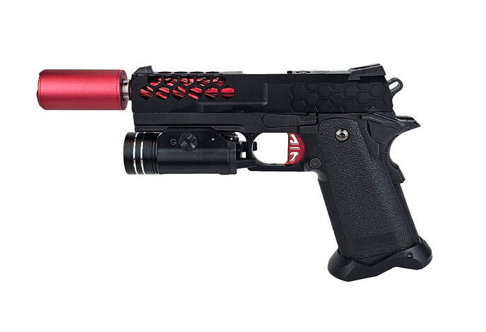 AEX Custom BLACK WIDOW Tokyo Marui Hi Capa 4.3 Gas Blowback Pistol Black / Red