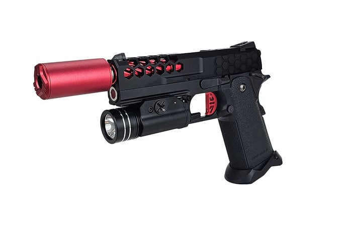 AEX Custom BLACK WIDOW Tokyo Marui Hi Capa 4.3 Gas Blowback Pistol Black / Red