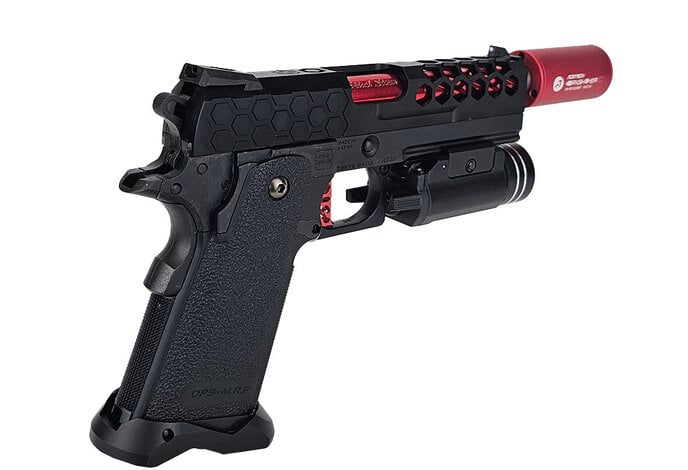 AEX Custom BLACK WIDOW Tokyo Marui Hi Capa 4.3 Gas Blowback Pistol Black / Red