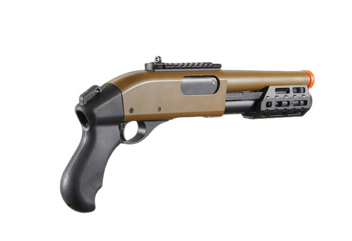 Golden Eagle sawed off gas shotgun MLOK handguard, 3/6 shot, tan