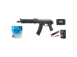 LCT Airsoft LCT Airsoft AK-104 Steel AEG Airsoft Rifle w/ ASTER V2 - Battery / Charger Combo - Black