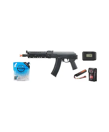 LCT Airsoft LCT Airsoft AK-104 Steel AEG Airsoft Rifle w/ ASTER V2 - Battery / Charger Combo - Black