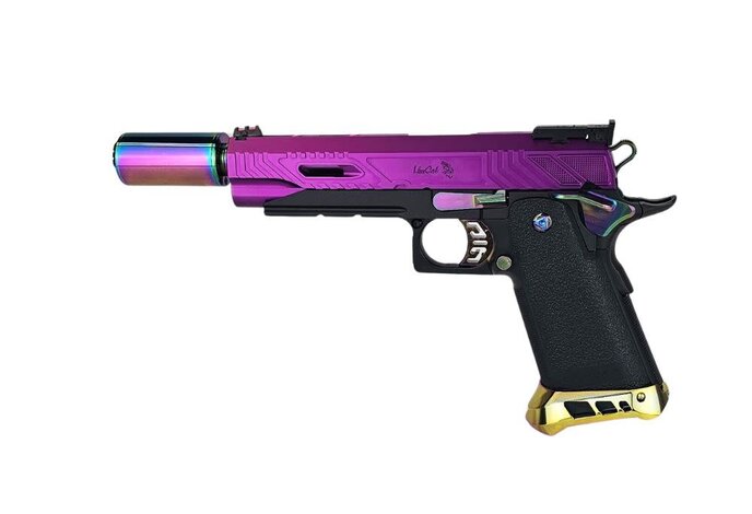 AEX Custom CYBERNETIC HUNNY Tokyo Marui Hi Capa 5.1 Gas Blowback Pistol, Purple / Neo / Black