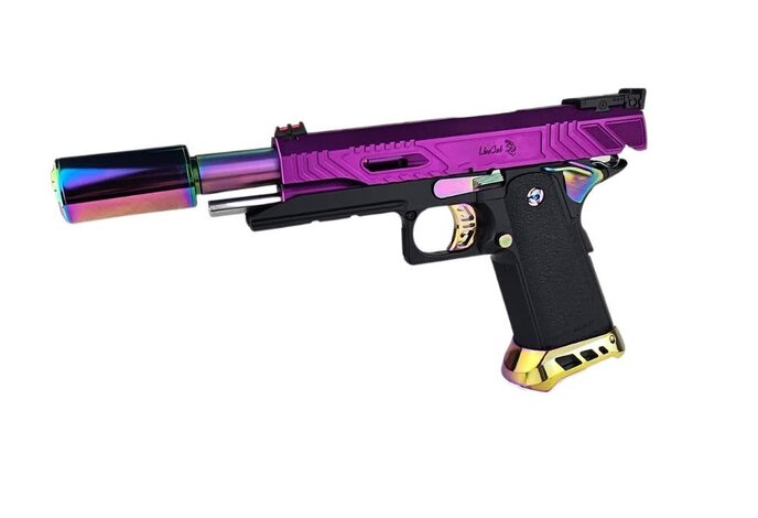 AEX Custom CYBERNETIC HUNNY Tokyo Marui Hi Capa 5.1 Gas Blowback Pistol, Purple / Neo / Black
