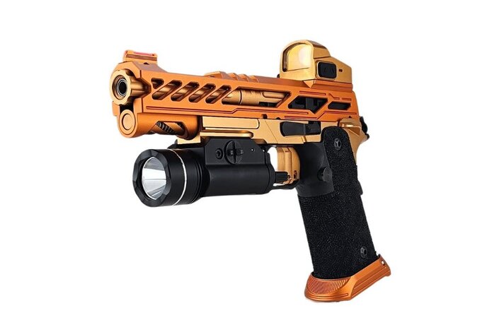 AEX Custom THE ARENA KING Tokyo Marui Hi Capa 4.3 Gas Blowback Pistol, Orange / Black