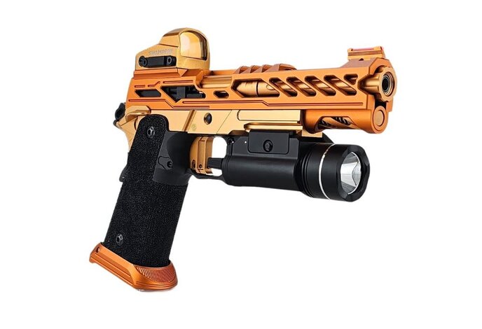 AEX Custom THE ARENA KING Tokyo Marui Hi Capa 4.3 Gas Blowback Pistol, Orange / Black