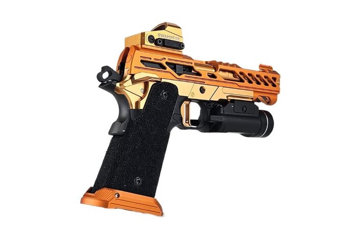 AEX Custom THE ARENA KING Tokyo Marui Hi Capa 4.3 Gas Blowback Pistol, Orange / Black