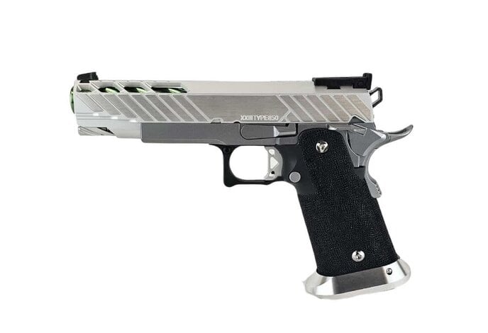 AEX Custom MIDORI SOUR Tokyo Marui Hi Capa 5.1 Gas Blowback Pistol, Silver / Green