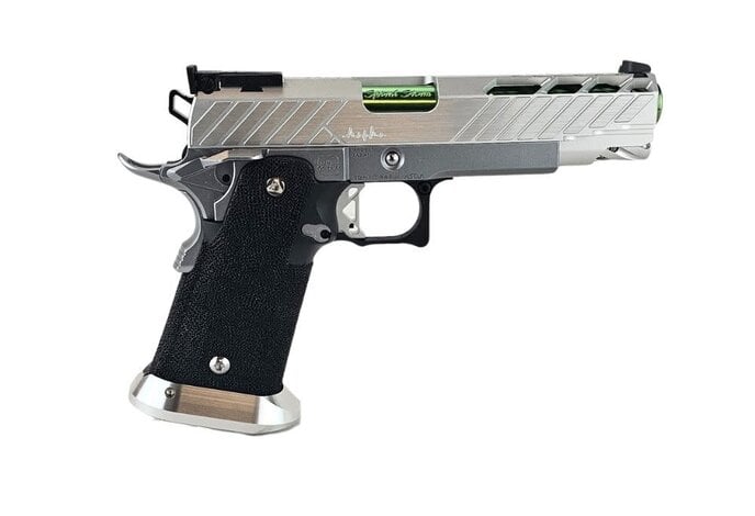 AEX Custom MIDORI SOUR Tokyo Marui Hi Capa 5.1 Gas Blowback Pistol, Silver / Green