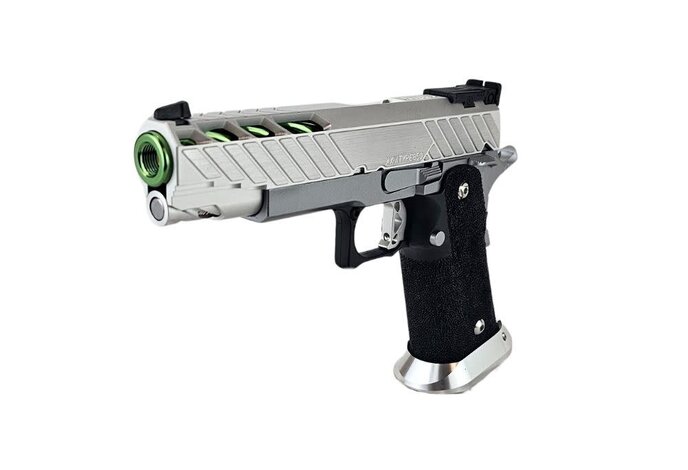 AEX Custom MIDORI SOUR Tokyo Marui Hi Capa 5.1 Gas Blowback Pistol, Silver / Green