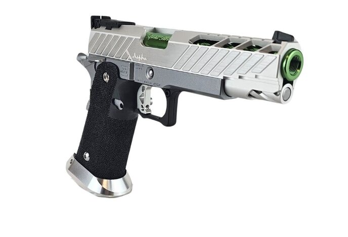 AEX Custom MIDORI SOUR Tokyo Marui Hi Capa 5.1 Gas Blowback Pistol, Silver / Green