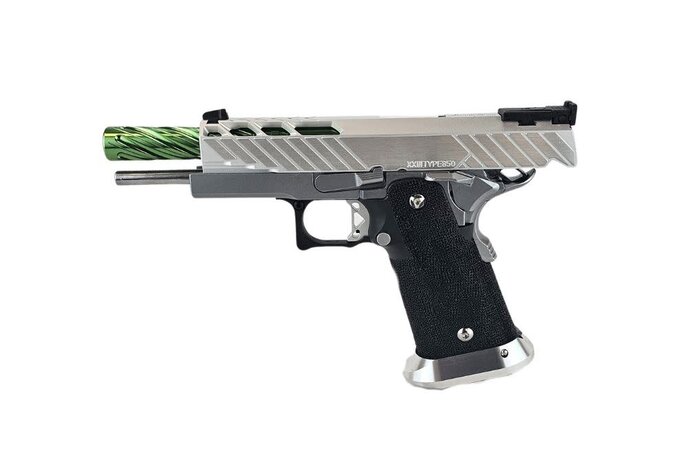 AEX Custom MIDORI SOUR Tokyo Marui Hi Capa 5.1 Gas Blowback Pistol, Silver / Green