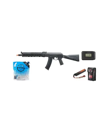 LCT Airsoft LCT Airsoft LCKM Steel AEG Airsoft Rifle w/ ASTER V2 - Battery / Charger Combo - Black
