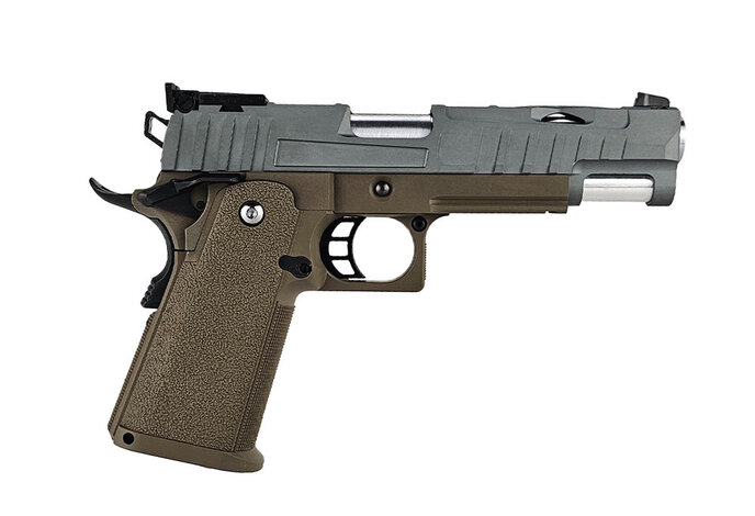 AEX Custom DESERT MOCHA Tokyo Marui Hi Capa 5.1 Gas Blowback Pistol, Grey  / Brown / Black