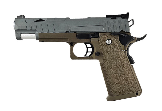 AEX Custom DESERT MOCHA Tokyo Marui Hi Capa 5.1 Gas Blowback Pistol, Grey  / Brown / Black