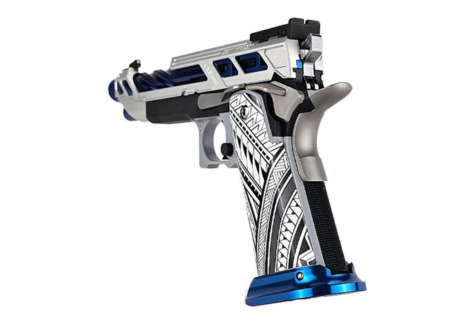 AEX Custom SPIRIT OF THE GRAND BLUE Tokyo Marui Hi Capa 5.1 Gas Blowback Pistol, Silver / Blue / Black