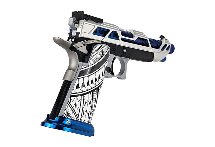 AEX Custom SPIRIT OF THE GRAND BLUE Tokyo Marui Hi Capa 5.1 Gas Blowback Pistol, Silver / Blue / Black