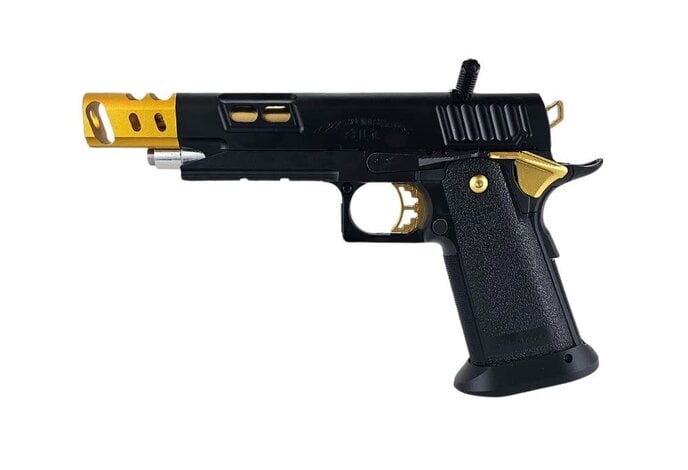 AEX Custom THE LONE STAR STI Tokyo Marui Hi Capa 5.1 Gas Blowback Pistol, Black / Gold