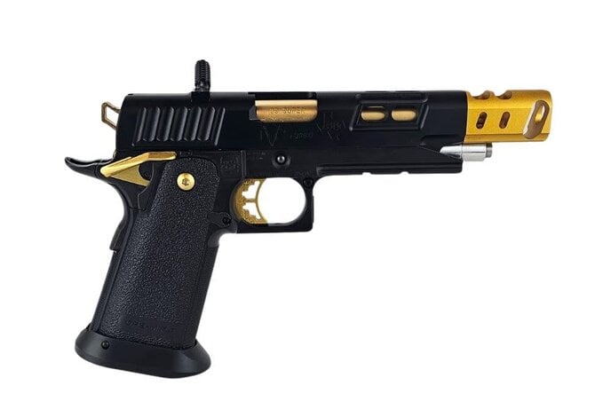 AEX Custom THE LONE STAR STI Tokyo Marui Hi Capa 5.1 Gas Blowback Pistol, Black / Gold