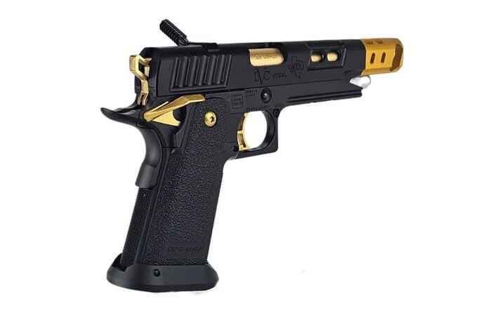 AEX Custom THE LONE STAR STI Tokyo Marui Hi Capa 5.1 Gas Blowback Pistol, Black / Gold