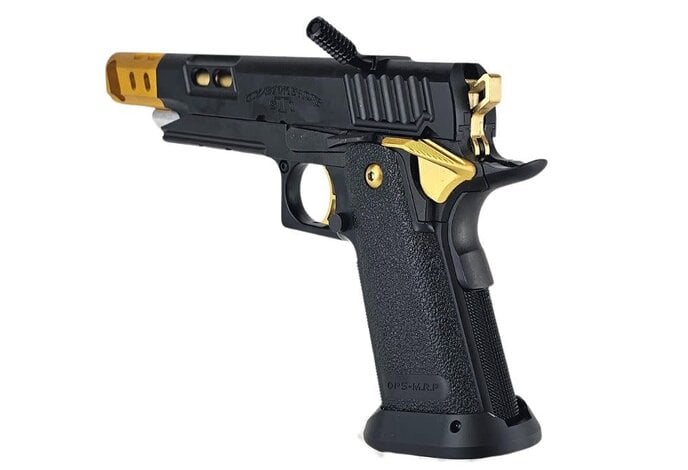 AEX Custom THE LONE STAR STI Tokyo Marui Hi Capa 5.1 Gas Blowback Pistol, Black / Gold