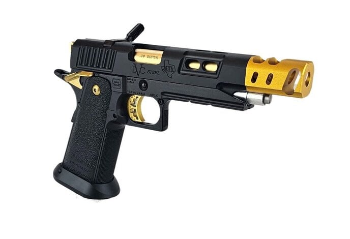AEX Custom THE LONE STAR STI Tokyo Marui Hi Capa 5.1 Gas Blowback Pistol, Black / Gold